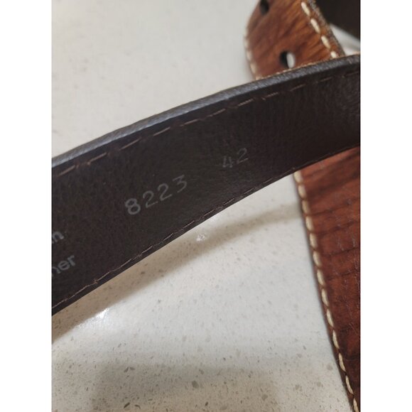 Bison Brand USA Men's Brown Genuine American Bison Leather Belt 42 Vintage - Picture 8 of 10